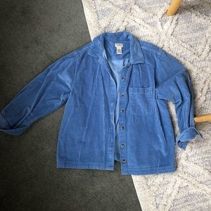 LL BEAN vintage cuorduroy button up baby blue shirt - size M - 100% cotton